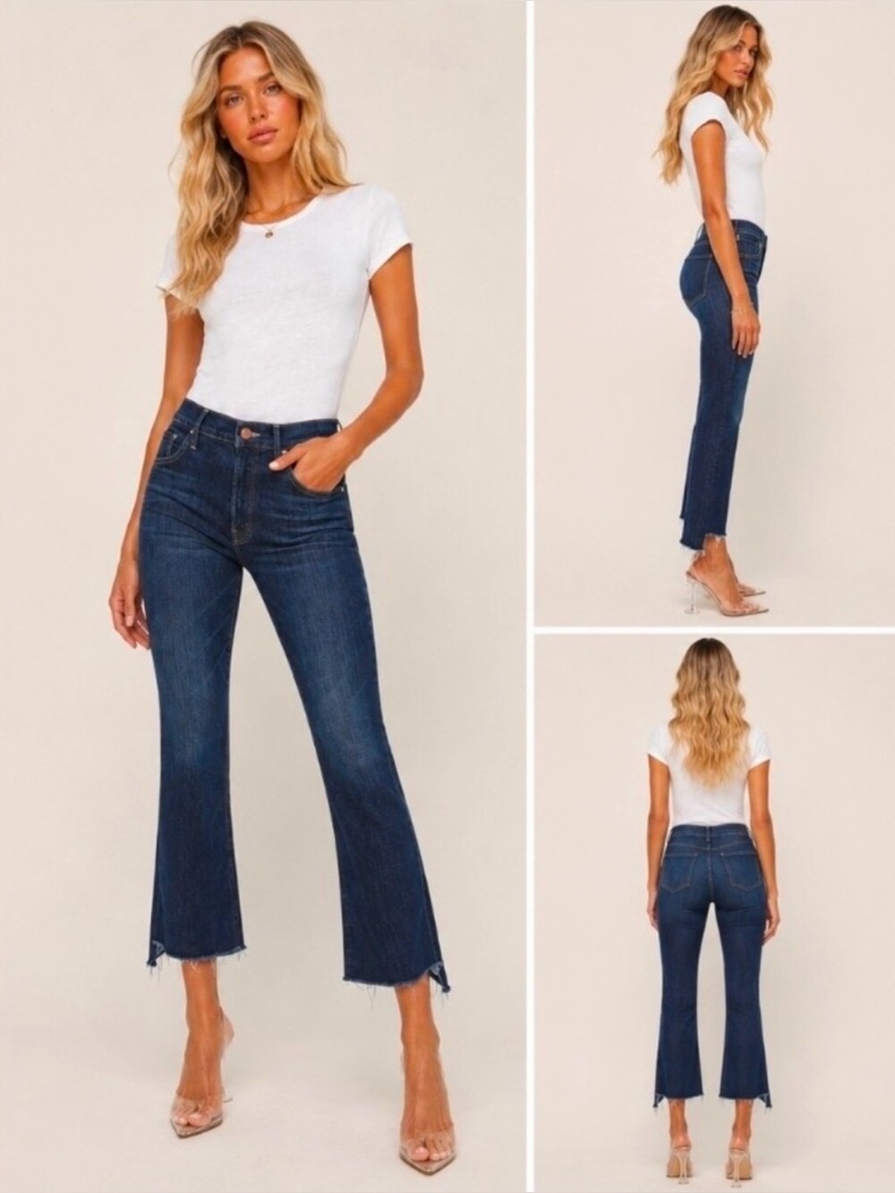 MOTHER JEANS The Insider Crop Step Fray in Tongue & Chic Size 30